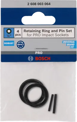 Juego de pasadores y anillos de retención Bosch de 1/4″, 4 piezas.